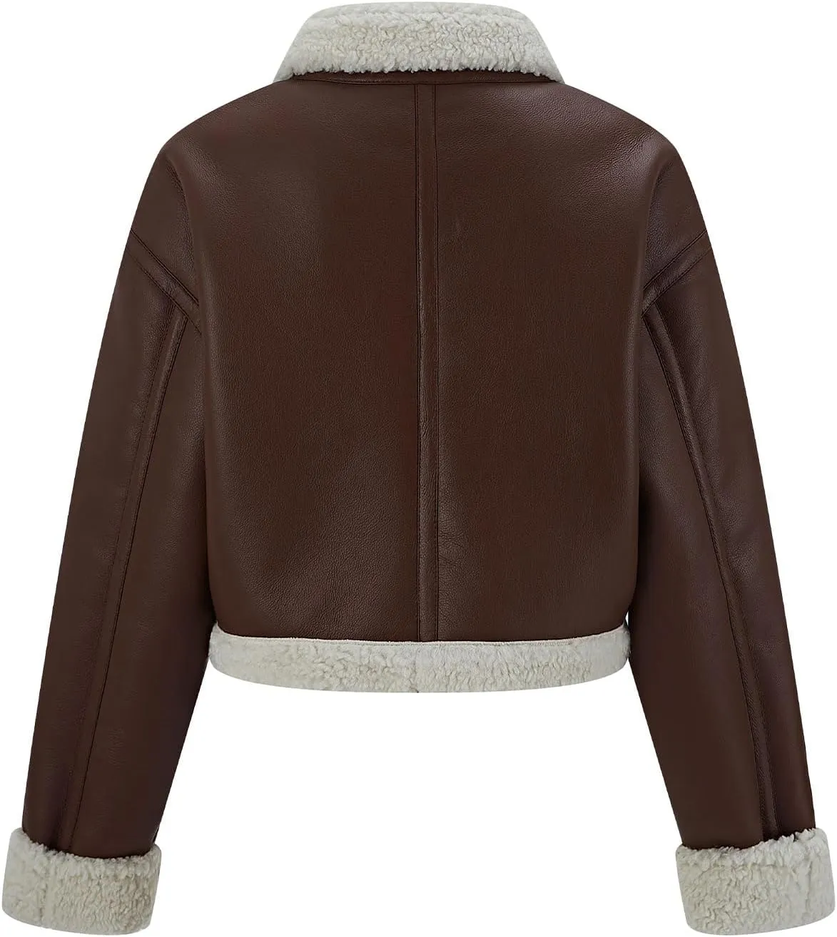 Women's Faux Shearing Moto Jacket Thick Fur Lined Coat Sherpa Leather Jacket