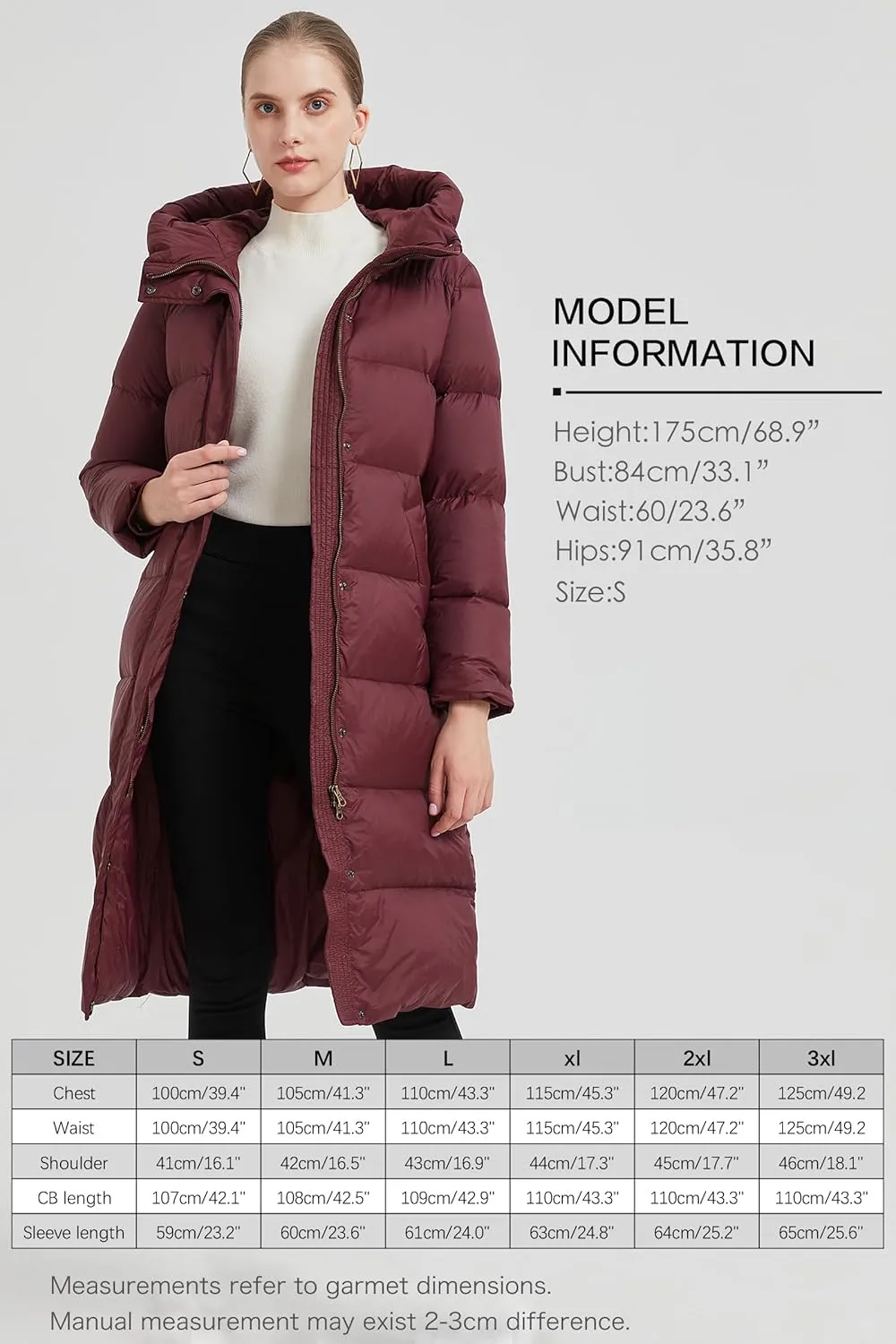Women's Hooded Long Goose Down Puffer Jacket Ultra-Warm Quilted Winter Coat with Knee-Length Coverage