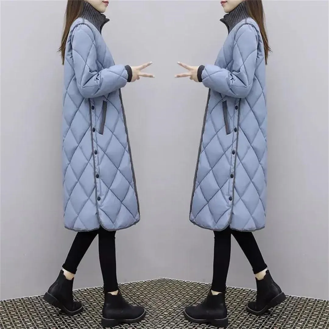 Women's Loose-Fit Down Cotton Coat Medium-Length Padded Jacket Lightweight Warm