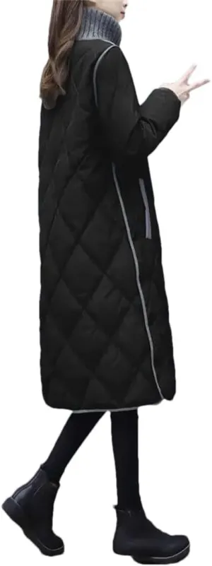 Women's Loose-Fit Down Cotton Coat Medium-Length Padded Jacket Lightweight Warm