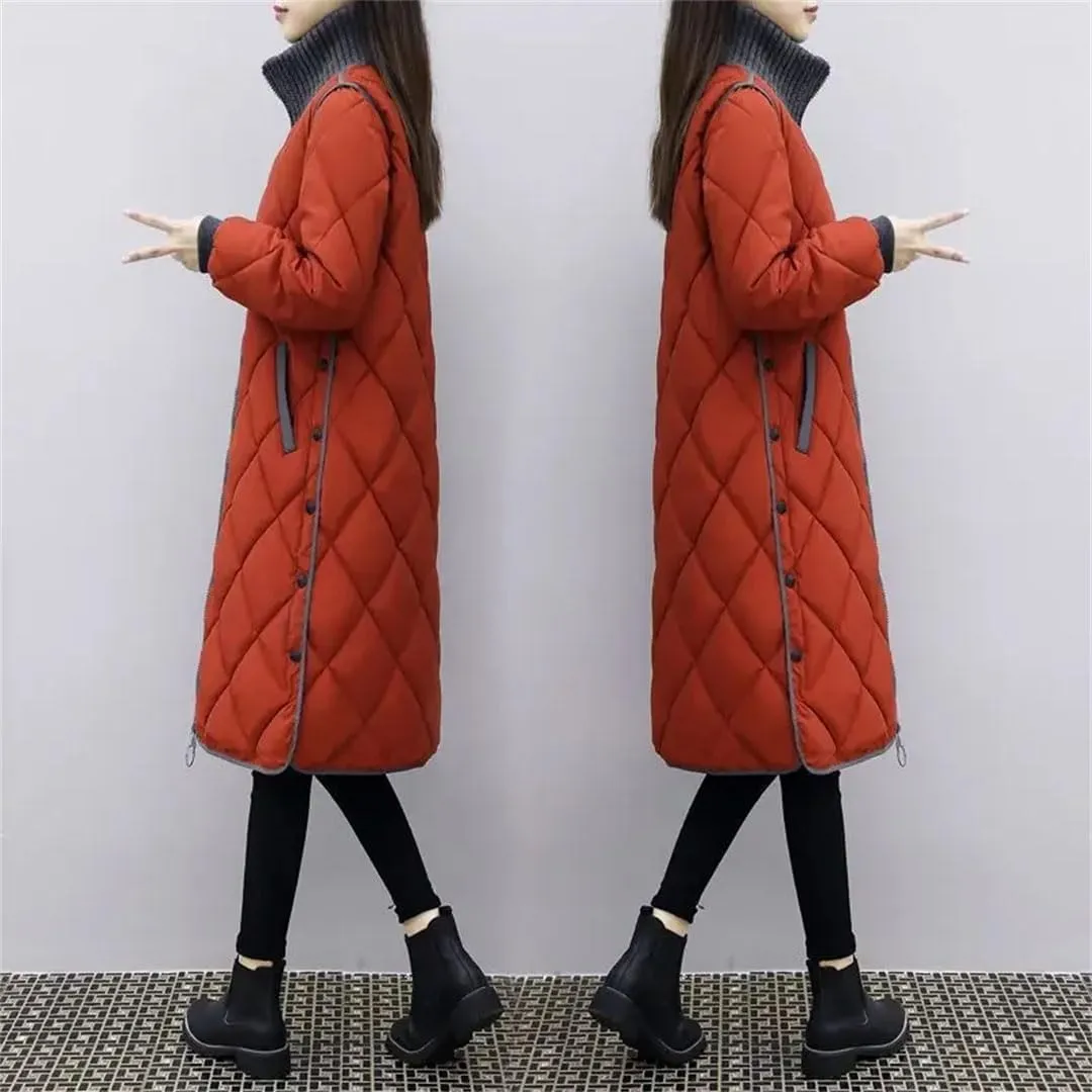 Women's Loose-Fit Down Cotton Coat Medium-Length Padded Jacket Lightweight Warm