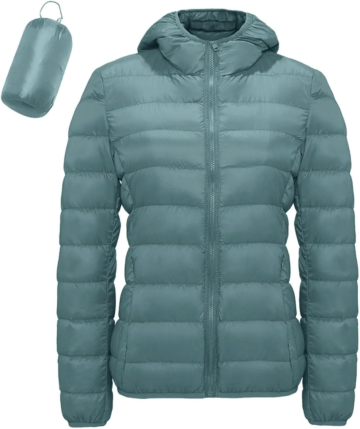 Women's Packable Down Jacket Lightweight Winter Duck Down Jacket Windproof Slim Fit Coat Warm Puffer Jacket with Hood