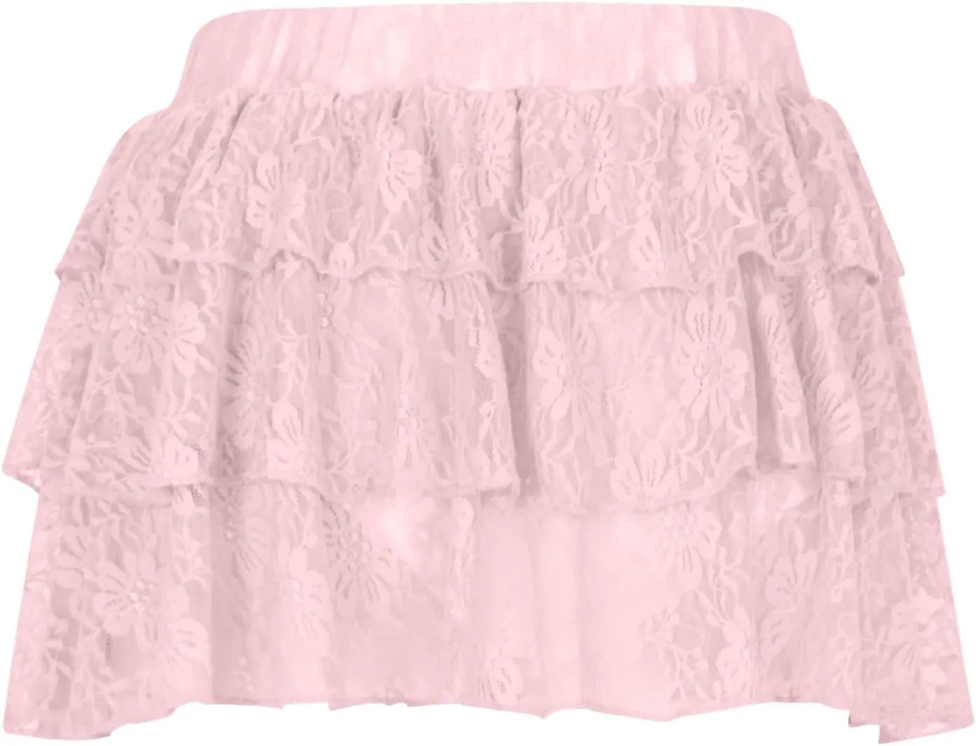 Women's Pleated Mini Skirt Sexy Lace Layered Stacked High Waisted Ruffles Lingerie Short Skirts Lounge Pajama Shorts