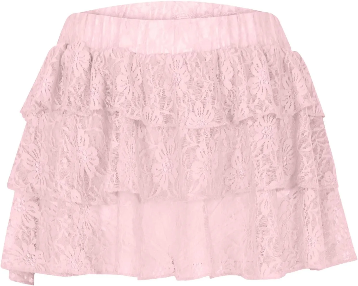 Women's Pleated Mini Skirt Sexy Lace Layered Stacked High Waisted Ruffles Lingerie Short Skirts Lounge Pajama Shorts