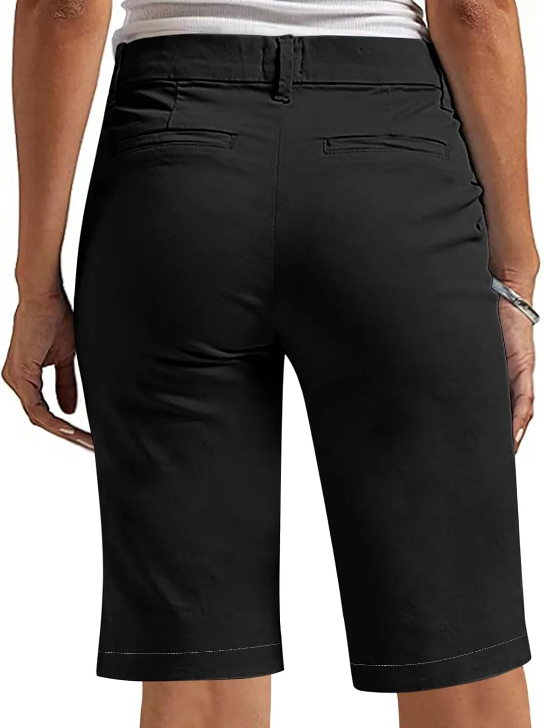 Women's Pull On Bermuda Shorts for Women 2025 Trendy Stretch Twill Short Dressy Casual High Waisted Summer Slacks