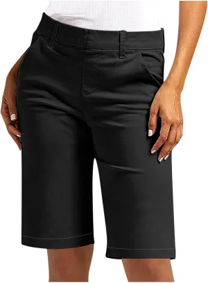 Women's Pull On Bermuda Shorts for Women 2025 Trendy Stretch Twill Short Dressy Casual High Waisted Summer Slacks