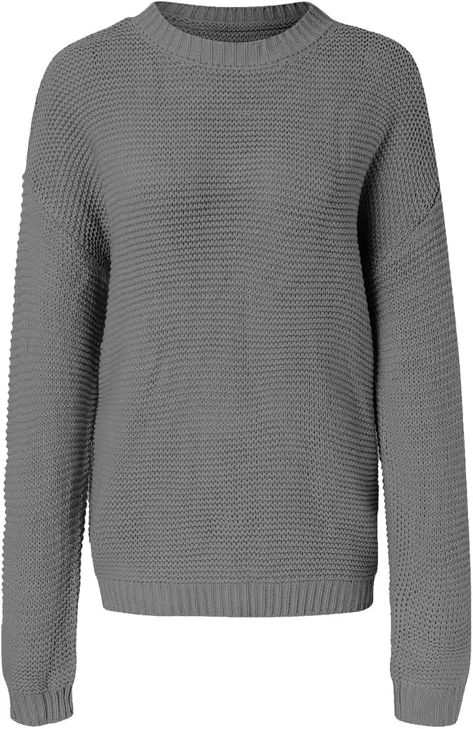 Womens Sweaters Knit Sweater Top Long Sleeve Casual Cute Crewneck Sweatshirt Oversized Sweater for Women Womens Clothing Tops