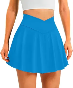 Womens Tennis Skirts High Waisted Golf Skorts with Pockets Side Slit Athletic Skirt for Workout Pickleball Sports