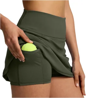 Women's Tennis Skirts with Pockets Shorts Underneath High Waist Workout Skorts Casual Layered Skinny Golf Skirts