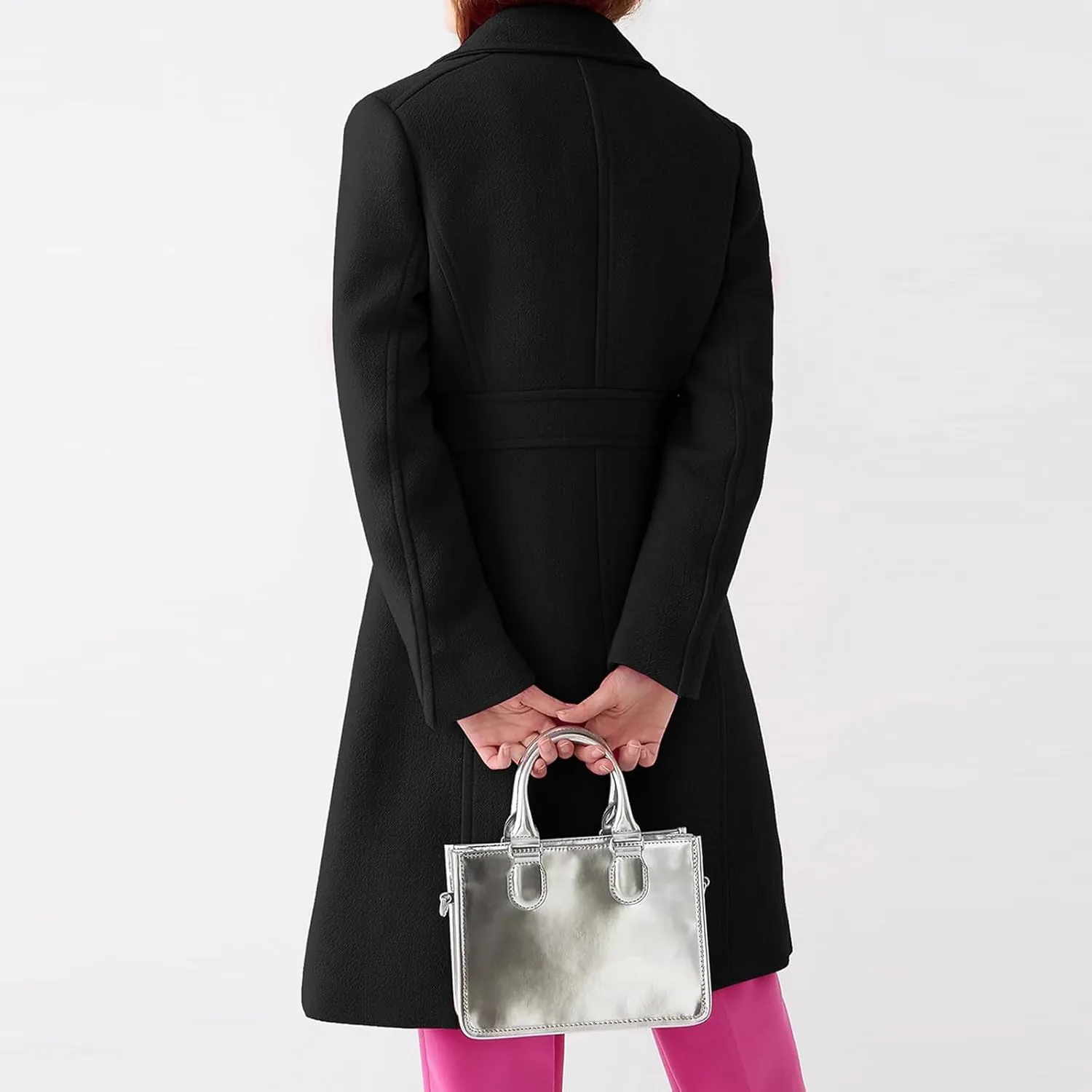 Women's Trench Coats Trendy 2024 Winter Warm Long Coat Slim Classic Solid Color Trench Coats