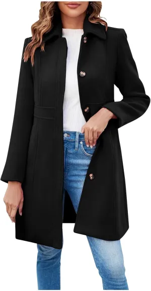 Women's Trench Coats Trendy 2024 Winter Warm Long Coat Slim Classic Solid Color Trench Coats