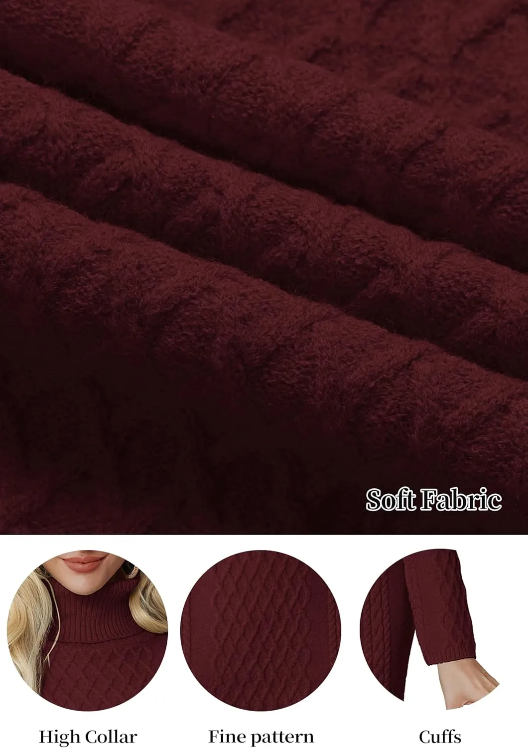 Women's Turtleneck Sweater Cable Knit Long Sleeve Sexy Pullover Tunic Mini Bodycon Sweater Dress Trendy Outfits