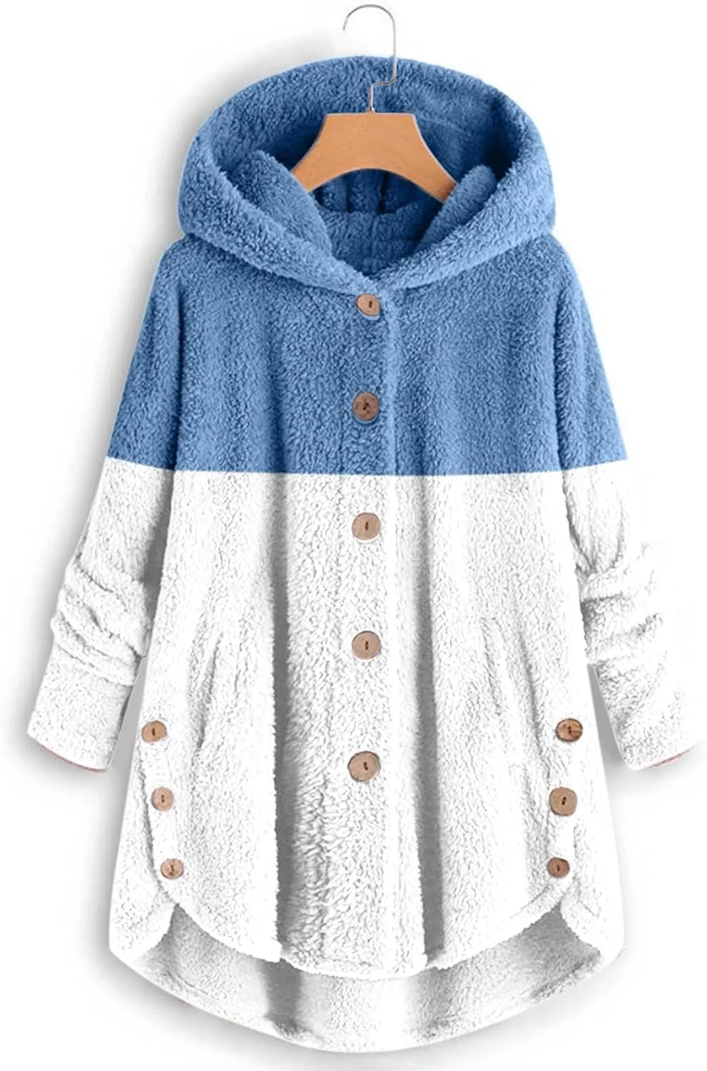 Womens Winter Jacket Coats Button Hem Plus Size Hoodie Top Sweater Blouse Thermal Sweatshirt Outerwear Women