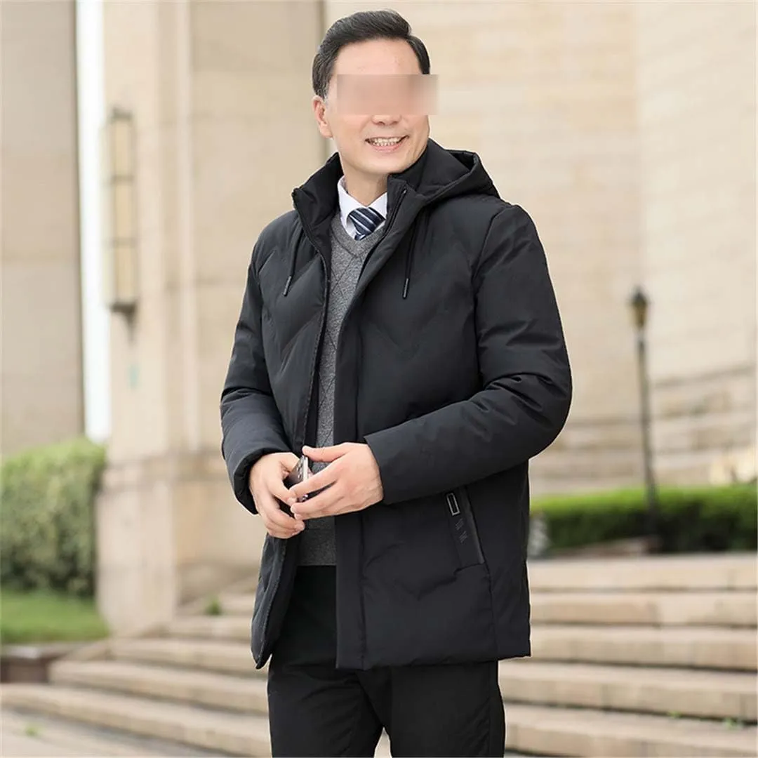 Yeuyyben Winter Zipper Male Casual Cotton Padded Coat Hooded Windbreaker Parkas Outwear Thick Jacket