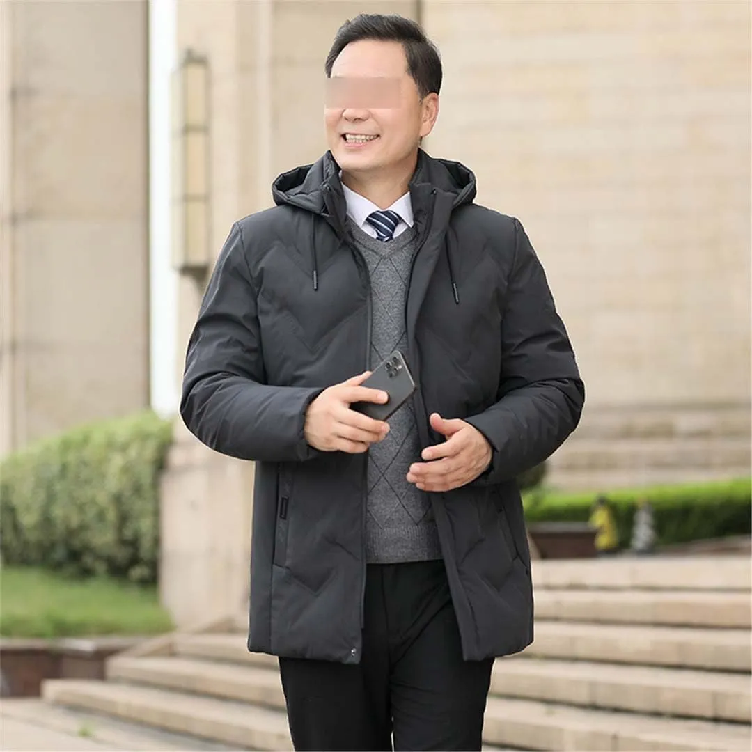 Yeuyyben Winter Zipper Male Casual Cotton Padded Coat Hooded Windbreaker Parkas Outwear Thick Jacket