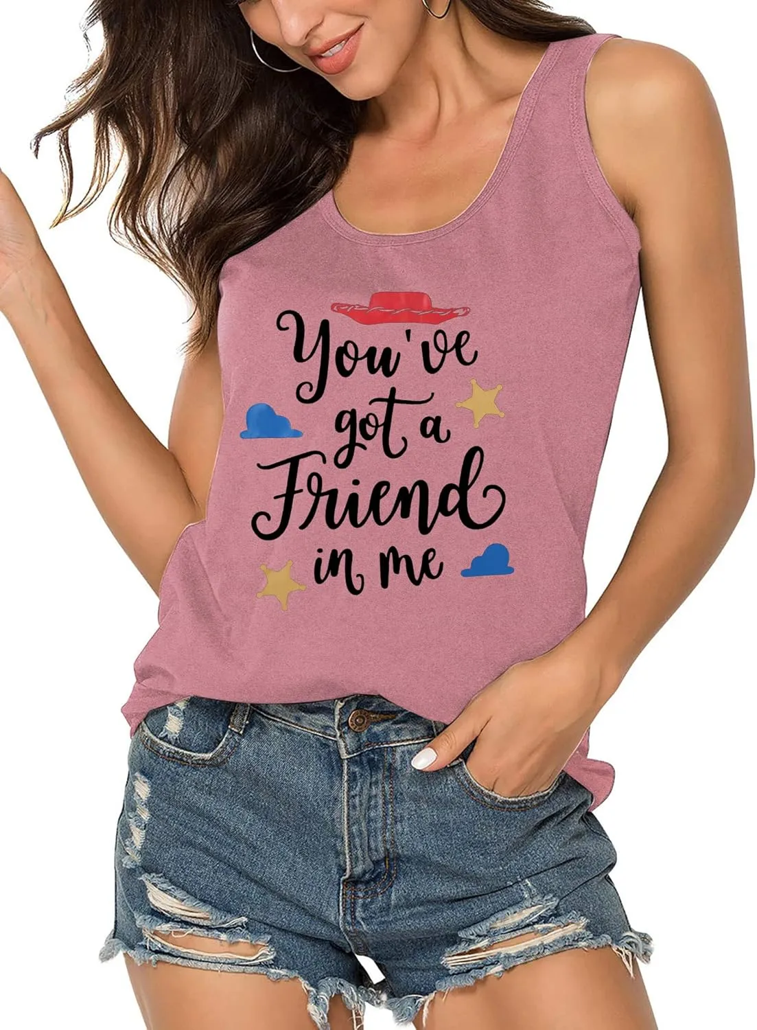 You've Got a Friend in Me T Shirt Women Funny Letter Print Shirts Cute Graphic Tee Casual Summer Short Sleeve Tops