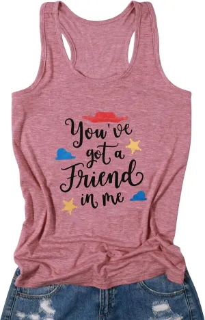 You've Got a Friend in Me T Shirt Women Funny Letter Print Shirts Cute Graphic Tee Casual Summer Short Sleeve Tops