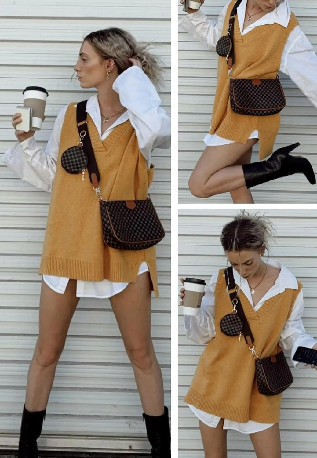 Zeagoo Sweater Vest Women Sleeveless V Neck Oversized Pullover Knitted Tops 2024 Fall Outfits