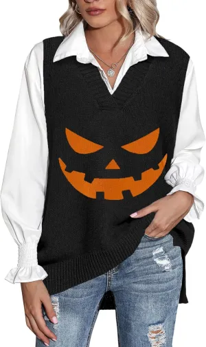 Zeagoo Sweater Vest Women Sleeveless V Neck Oversized Pullover Knitted Tops 2024 Fall Outfits