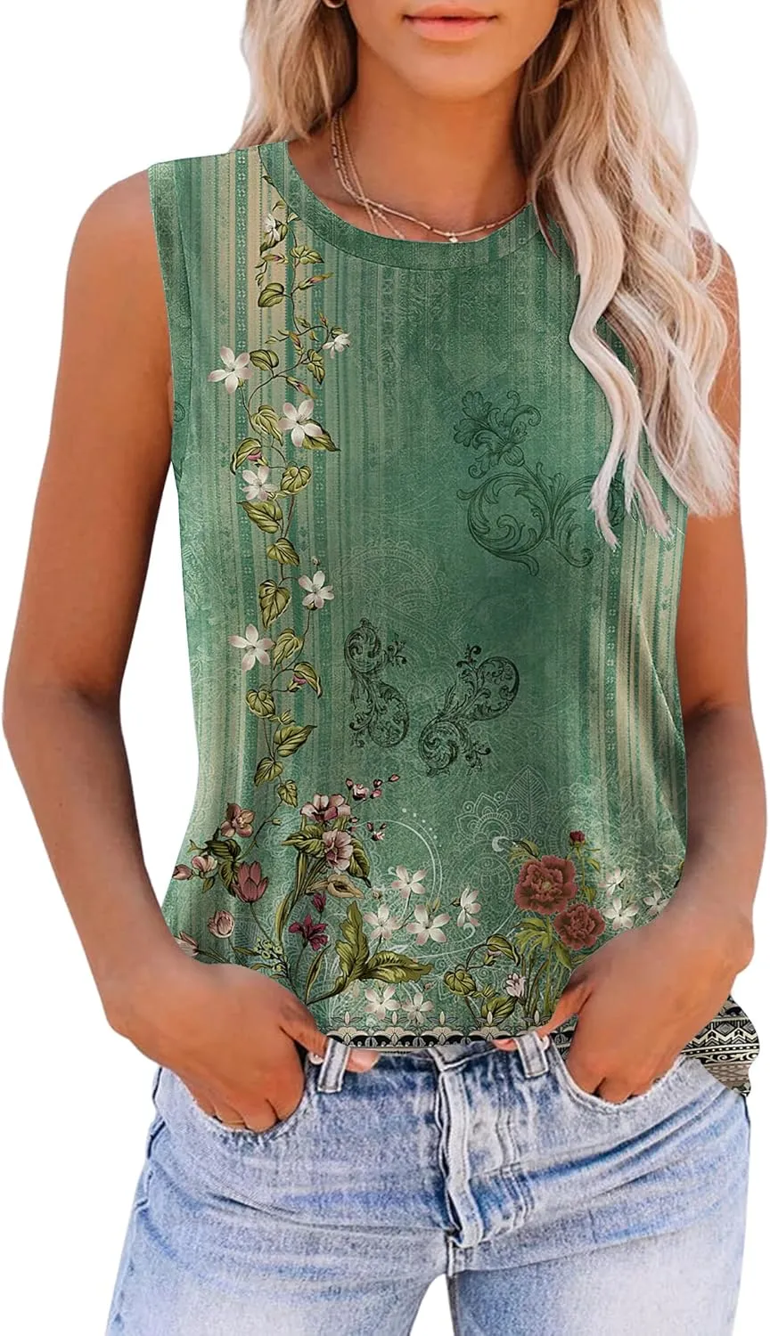 Zeagoo Womens 2025 Tank Tops 2 Pack Casual Crewneck Sleeveless T Shirts Loose Fit Summer Tunic Blouse