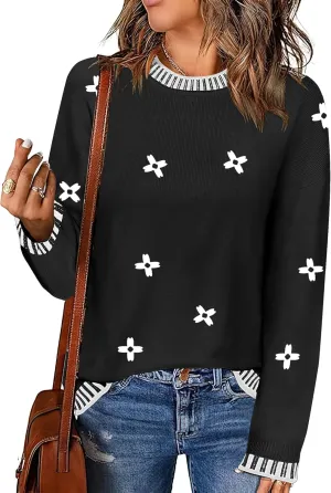 Zeagoo Womens Crewneck Pullover Sweater Long Sleeve Knit Side Slit 2024 Fall Winter Sweater Tops