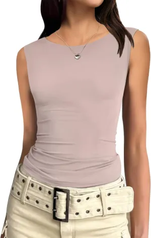 Zeagoo Women's Going Out Tops Slim Fit Sleeveless Crop Tank Tops Crew Neck Sexy Basic Tee 2025 Y2k Fashion Outfits