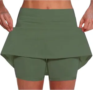Zkuisw Shorts for Women 2024 Fashion Mid-Waist Stretch Yoga Athletic Skirt Pants Casual Solid Sports Shorts Leggings Skorts