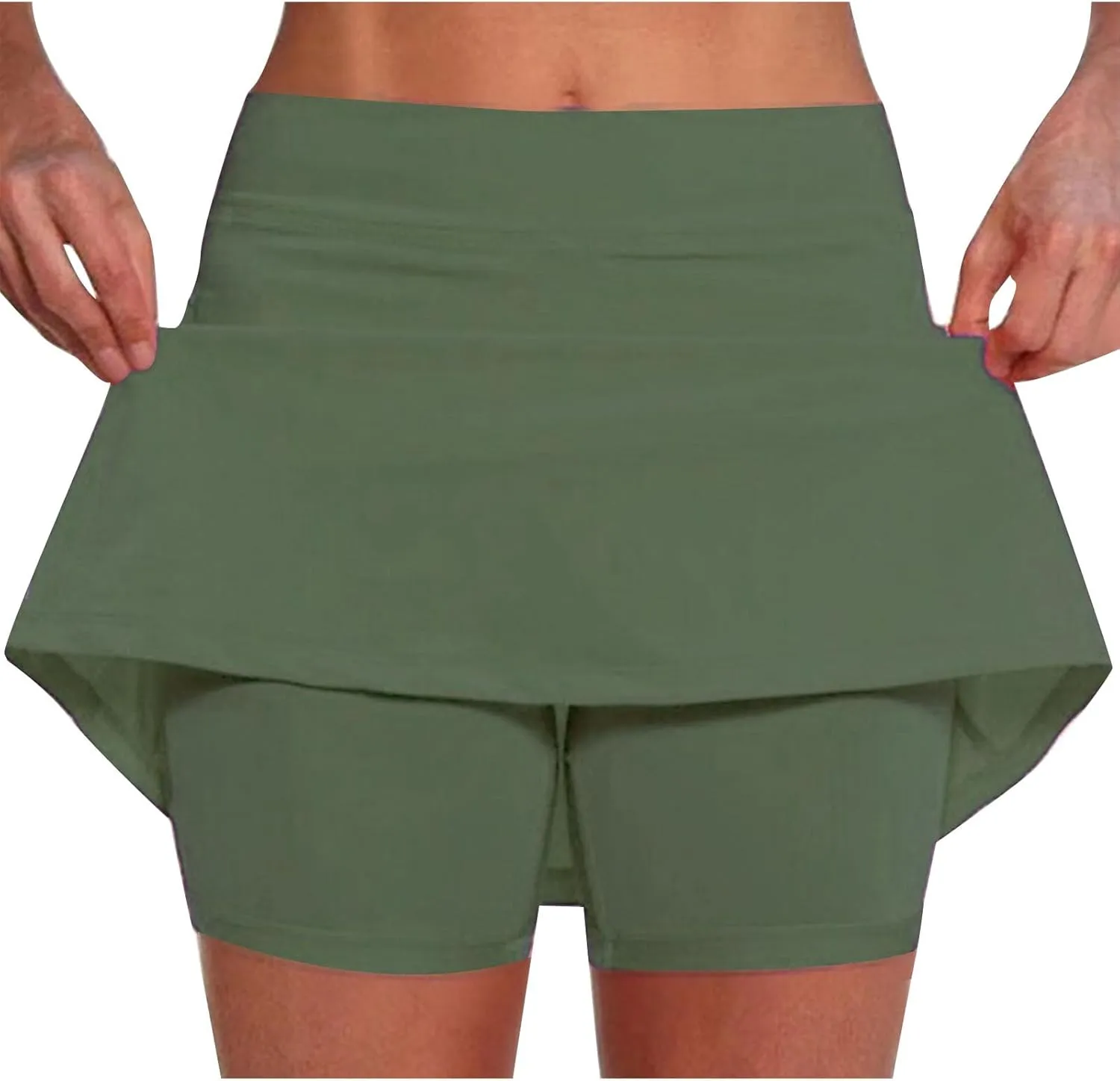 Zkuisw Shorts for Women 2024 Fashion Mid-Waist Stretch Yoga Athletic Skirt Pants Casual Solid Sports Shorts Leggings Skorts