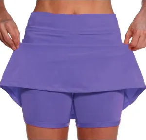 Zkuisw Shorts for Women 2024 Fashion Mid-Waist Stretch Yoga Athletic Skirt Pants Casual Solid Sports Shorts Leggings Skorts