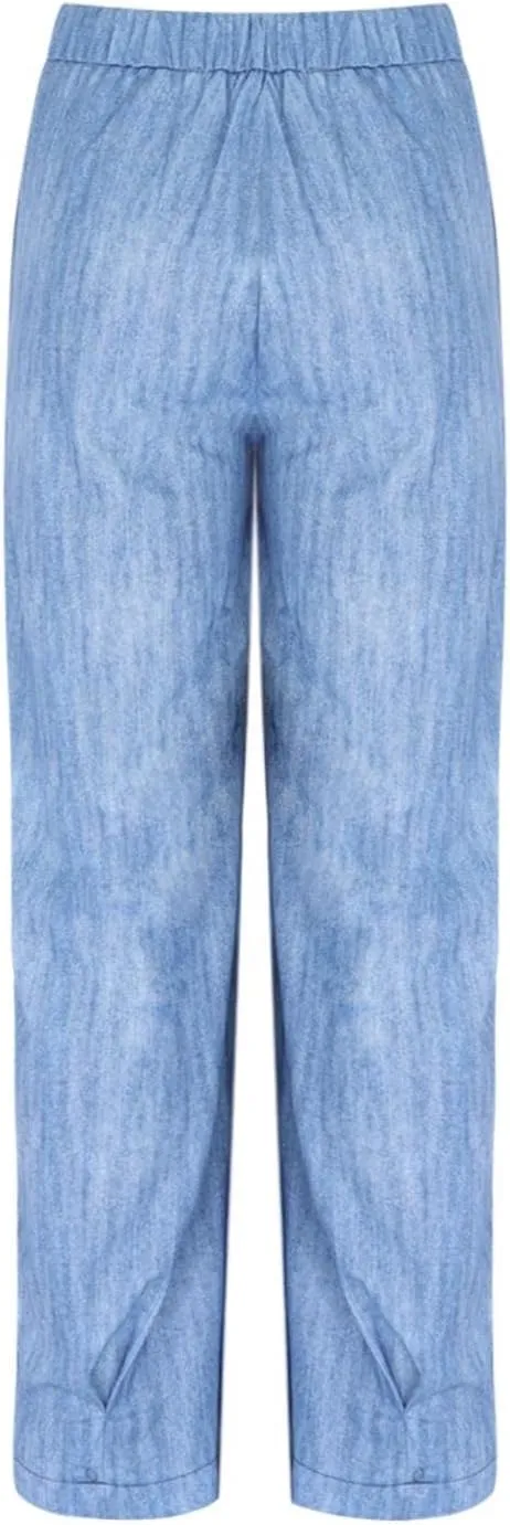 ZYXTIM Boho Pants for Women 2024 Plus Size Summer Trousers Elastic Waist Wide Leg Loose Casual Hawaiian Hippie Beach Pants