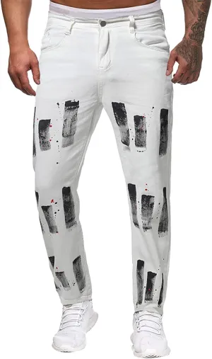 ZYXTIM Mens Stretch Skinny Ripped Jeans Slim Fit Straight Leg Destoryed Distressed Denim Pants Pencil Tapered Trousers