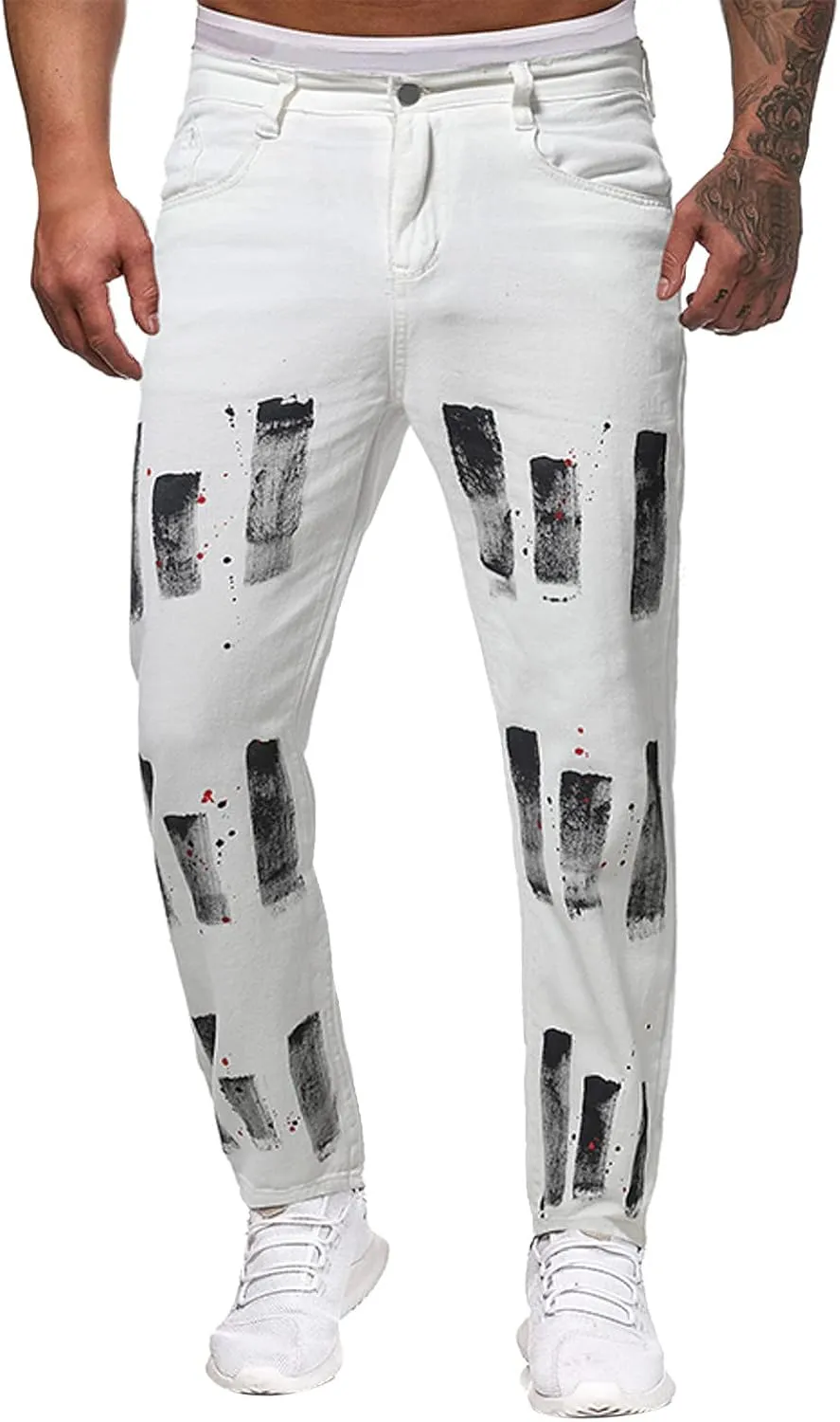 ZYXTIM Mens Stretch Skinny Ripped Jeans Slim Fit Straight Leg Destoryed Distressed Denim Pants Pencil Tapered Trousers
